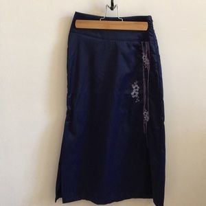 Navy blue Kenzo long detailed skirt